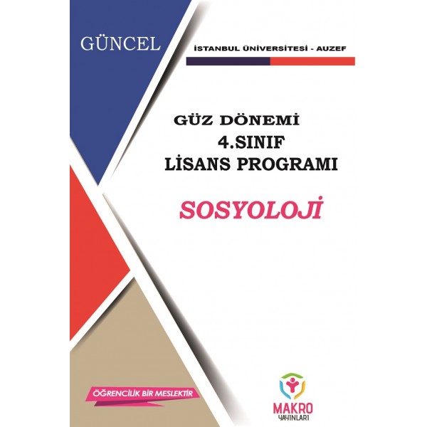 Auzef Sosyoloji 4. Sınıf (Lisans) Güz Dönemi Ders Kitapları