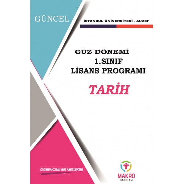 Auzef Tarih 1. Sınıf  (Lisans) Güz Dönemi Ders Kitapları ( SADECE 4 ANA DERS )