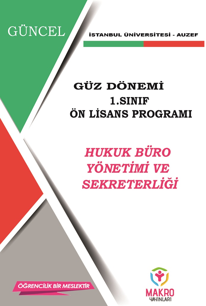 Auzef Hukuk Büro Yönetimi ve Sekreterliği 1. Sınıf  (Ön Lisans) Güz Dönemi Ders Kitapları (SADECE 4 ANA DERS)