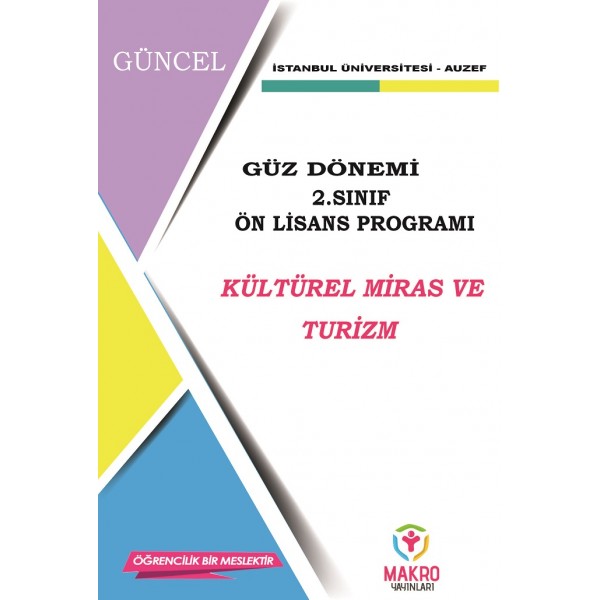 Auzef Kültürel Miras ve Turizm 2. Sınıf (Ön Lisans) Güz Dönemi Ders Kitapları